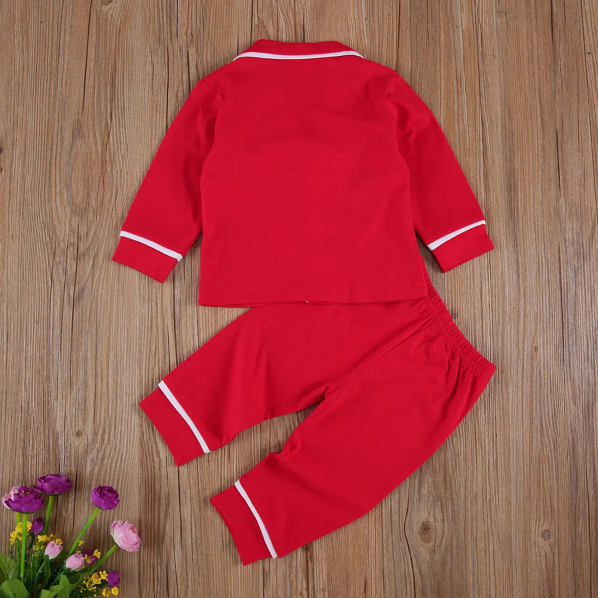 Infant Kids Baby Girls Boys 2Pcs 100% Cotton Pajama Sets Long Sleeve Jacket Shirt Pants Solid Sleepwear 6M-5Y
