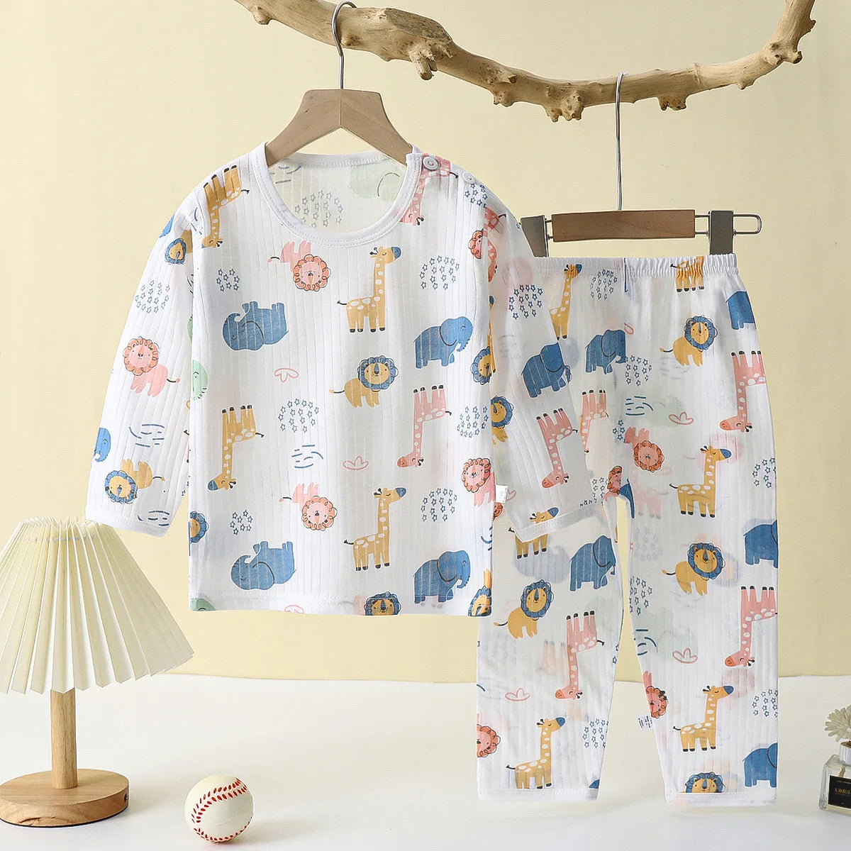 2025 New Summer Children Clothing Baby Home Clothes Set Long Sleeved Boys Girls Pajamas Thin Section Kids Pajamas Clothes