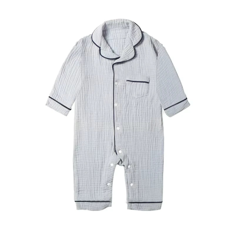 Baby Sleepwear for Boy Girl Organic Cotton White Romper Newborn Pajama Muslin Long-sleeved Onesie Kids  Clothe Toddler Jumpsuit