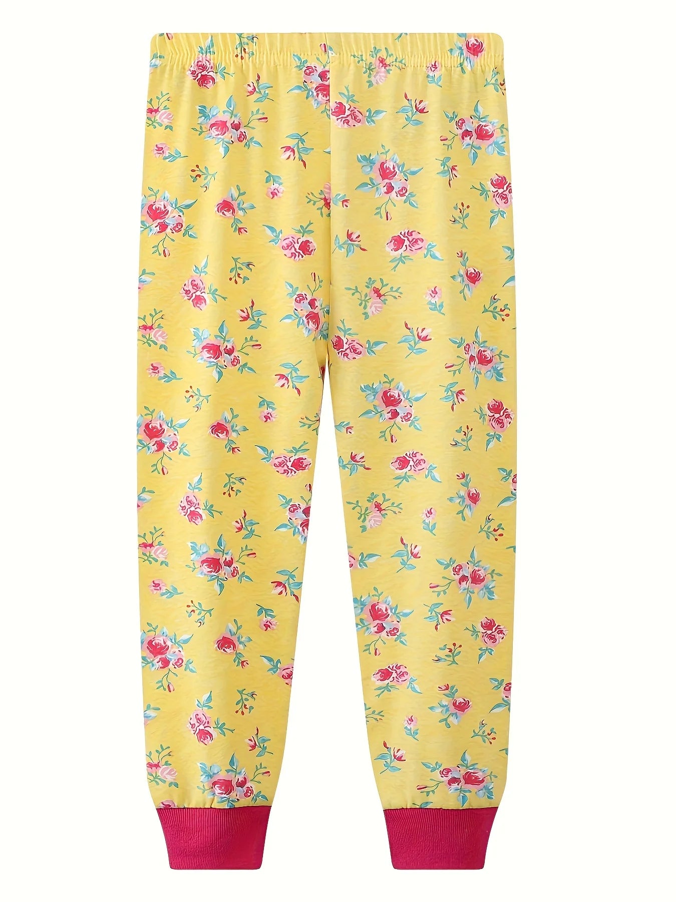 Girls Flowers Print Long-sleeved Two-piece Pajamas Sets For Girls