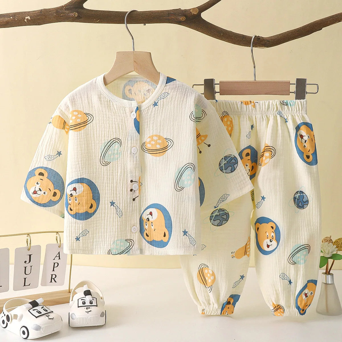 Boys Girls Sets Baby Cotton Yarn Clothes Sleepwear Outfits Kids Tops+Pants Home Wear 2PCS Children Long Sleeve Pajamas Suits