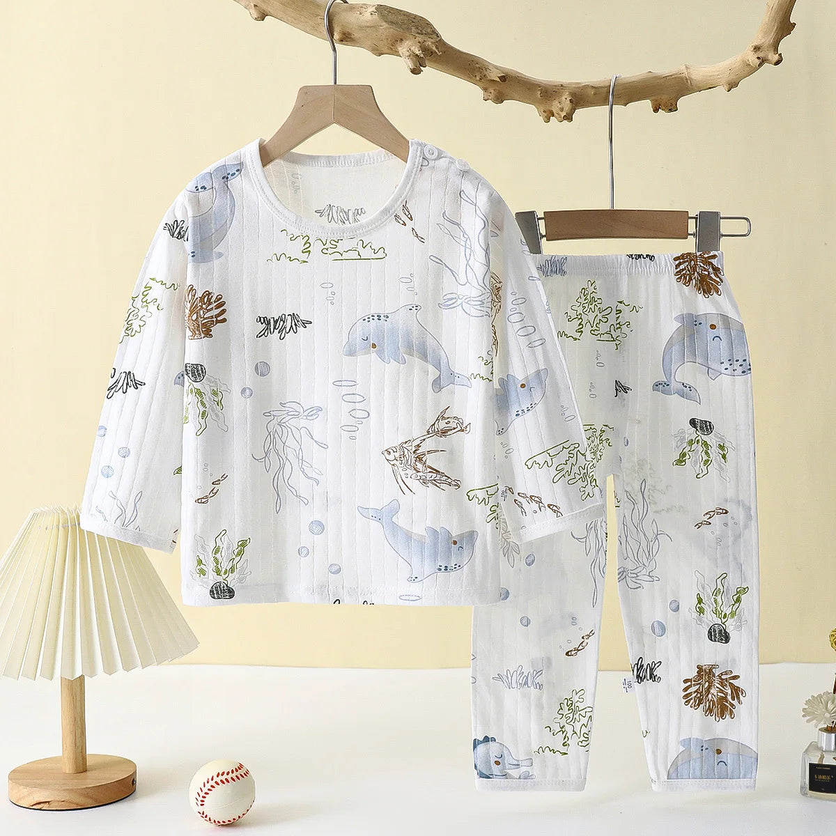 2025 New Summer Children Clothing Baby Home Clothes Set Long Sleeved Boys Girls Pajamas Thin Section Kids Pajamas Clothes