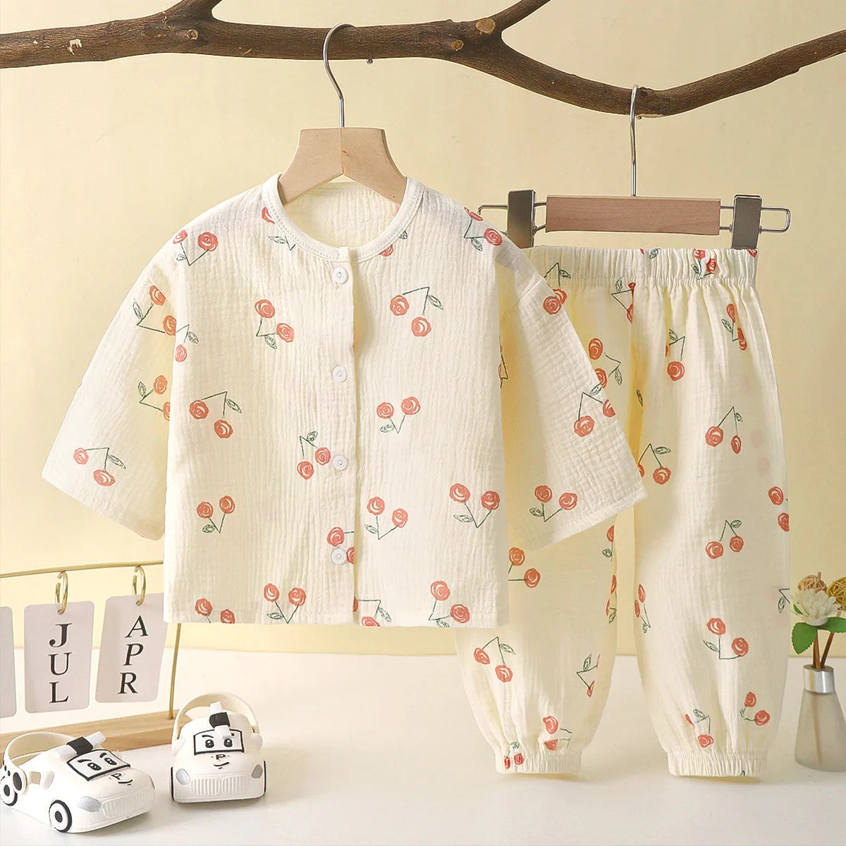 Boys Girls Sets Baby Cotton Yarn Clothes Sleepwear Outfits Kids Tops+Pants Home Wear 2PCS Children Long Sleeve Pajamas Suits