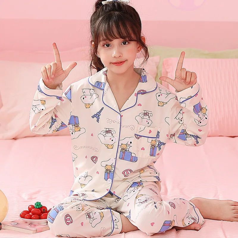 2pcs Kid's Cinnamorolls Pajamas, Long Sleeve Top & Pants Set, Kuromis Print Loungewear, Comfy Casual Set, Girl's Clothes
