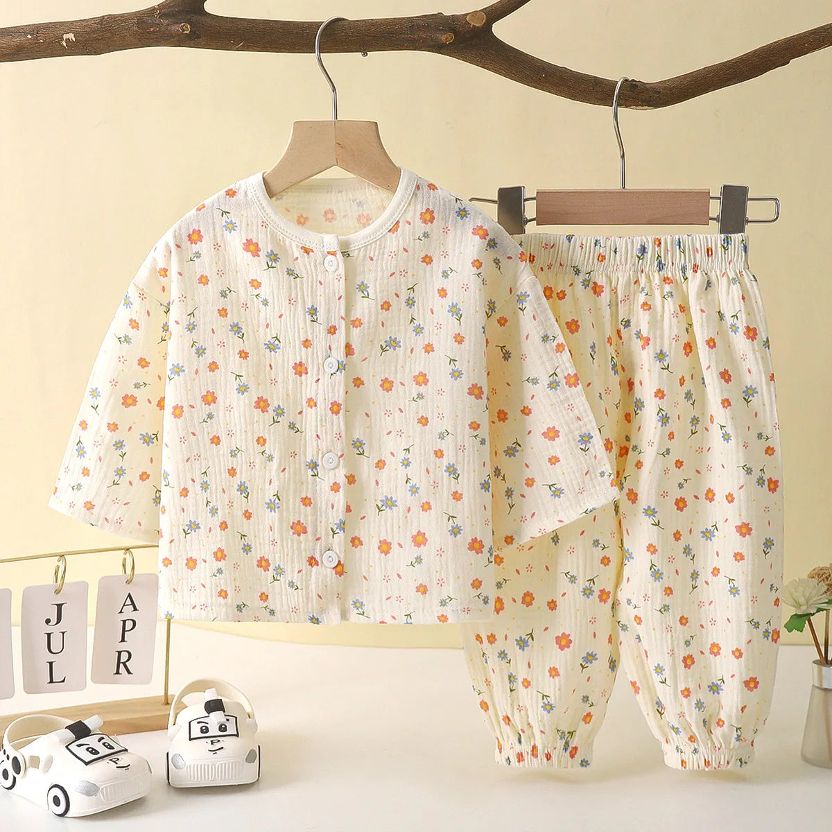 Boys Girls Sets Baby Cotton Yarn Clothes Sleepwear Outfits Kids Tops+Pants Home Wear 2PCS Children Long Sleeve Pajamas Suits