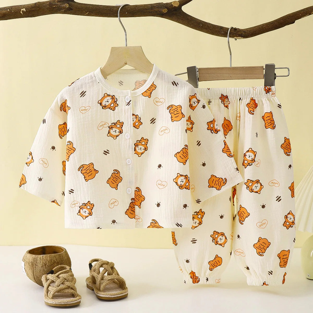 Boys Girls Sets Baby Cotton Yarn Clothes Sleepwear Outfits Kids Tops+Pants Home Wear 2PCS Children Long Sleeve Pajamas Suits