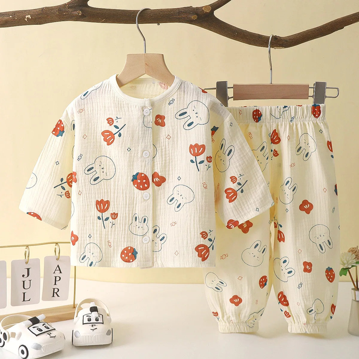 Boys Girls Sets Baby Cotton Yarn Clothes Sleepwear Outfits Kids Tops+Pants Home Wear 2PCS Children Long Sleeve Pajamas Suits