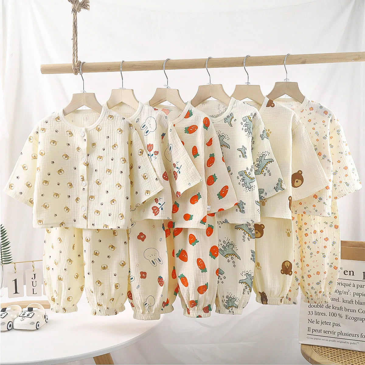 Boys Girls Sets Baby Cotton Yarn Clothes Sleepwear Outfits Kids Tops+Pants Home Wear 2PCS Children Long Sleeve Pajamas Suits