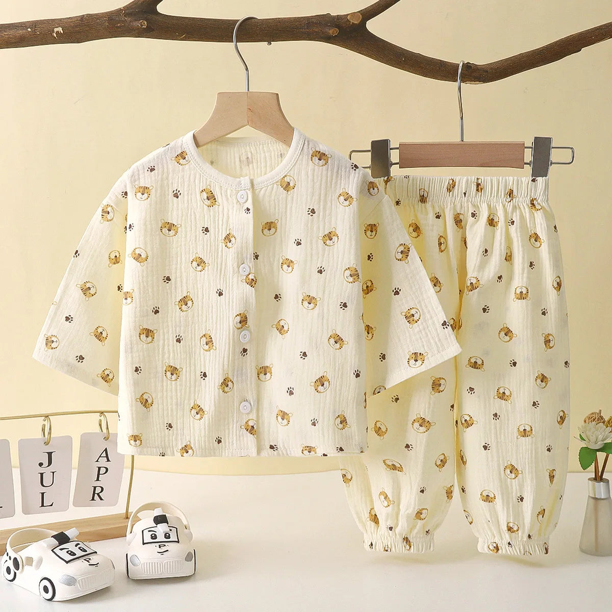 Boys Girls Sets Baby Cotton Yarn Clothes Sleepwear Outfits Kids Tops+Pants Home Wear 2PCS Children Long Sleeve Pajamas Suits