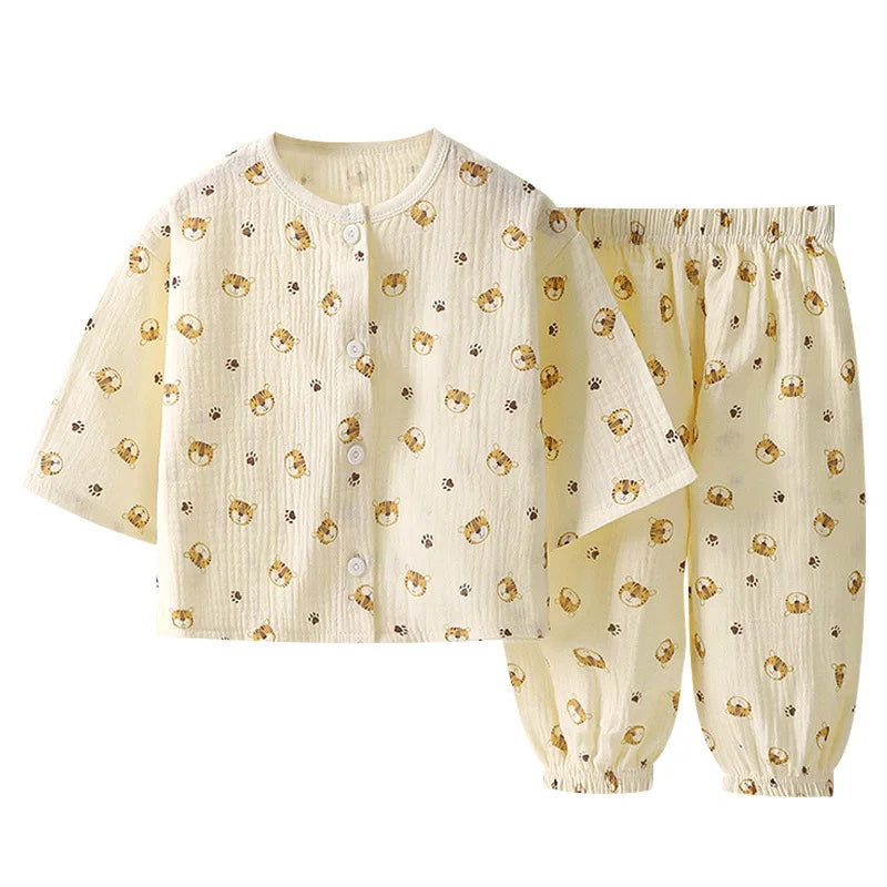 Boys Girls Sets Baby Cotton Yarn Clothes Sleepwear Outfits Kids Tops+Pants Home Wear 2PCS Children Long Sleeve Pajamas Suits