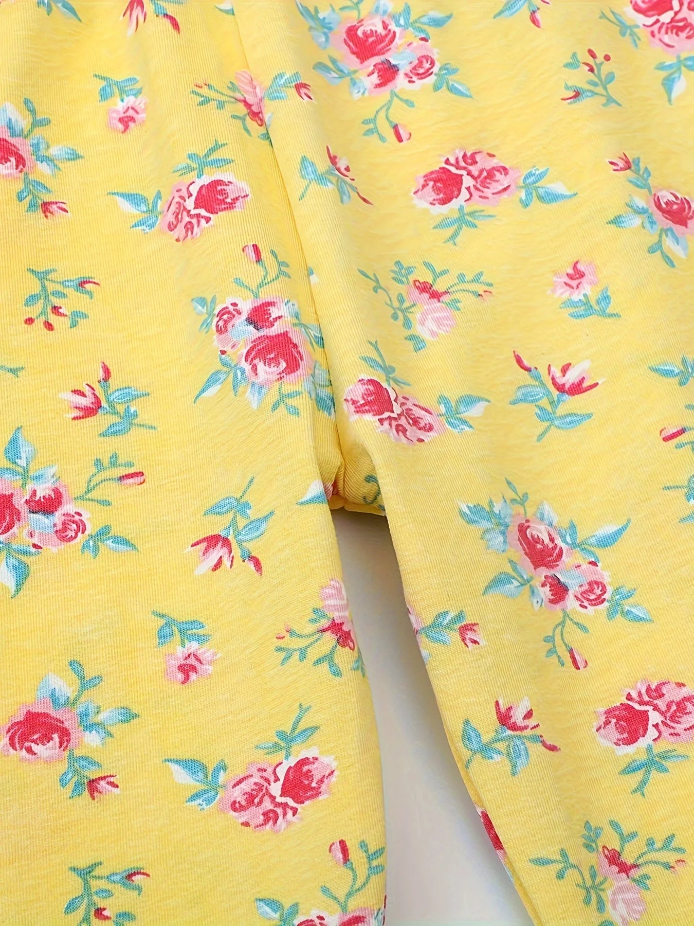 Girls Flowers Print Long-sleeved Two-piece Pajamas Sets For Girls