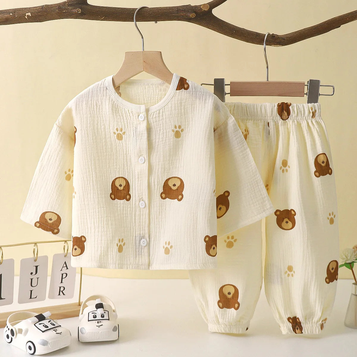Boys Girls Sets Baby Cotton Yarn Clothes Sleepwear Outfits Kids Tops+Pants Home Wear 2PCS Children Long Sleeve Pajamas Suits