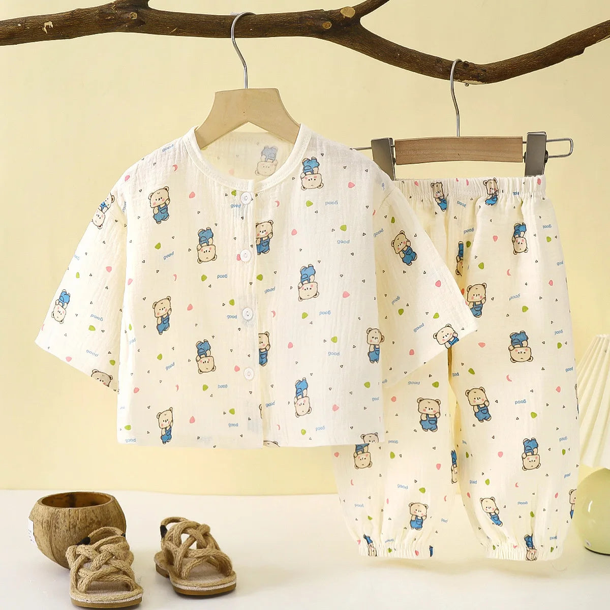 Boys Girls Sets Baby Cotton Yarn Clothes Sleepwear Outfits Kids Tops+Pants Home Wear 2PCS Children Long Sleeve Pajamas Suits