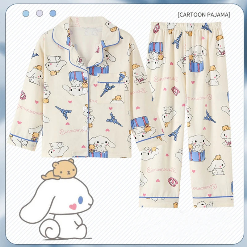 2pcs Kid's Cinnamorolls Pajamas, Long Sleeve Top & Pants Set, Kuromis Print Loungewear, Comfy Casual Set, Girl's Clothes