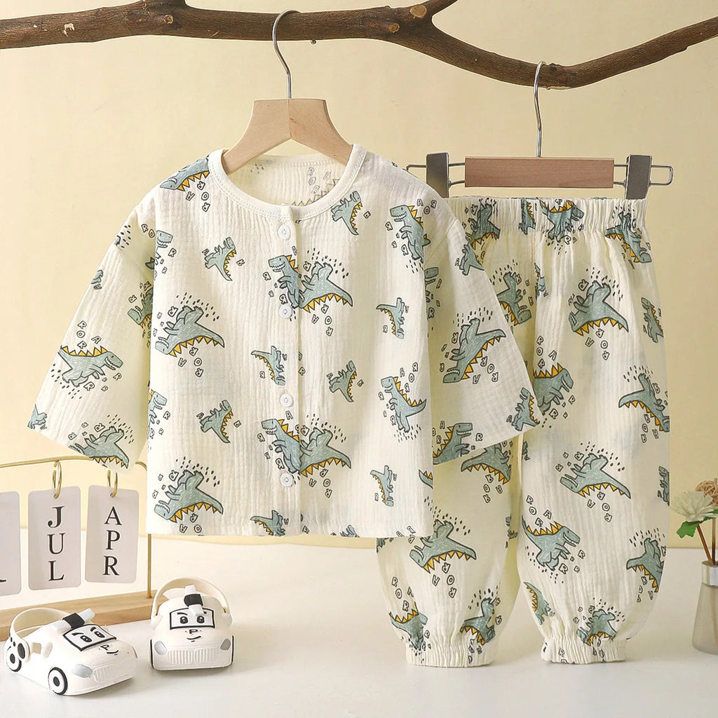 Boys Girls Sets Baby Cotton Yarn Clothes Sleepwear Outfits Kids Tops+Pants Home Wear 2PCS Children Long Sleeve Pajamas Suits