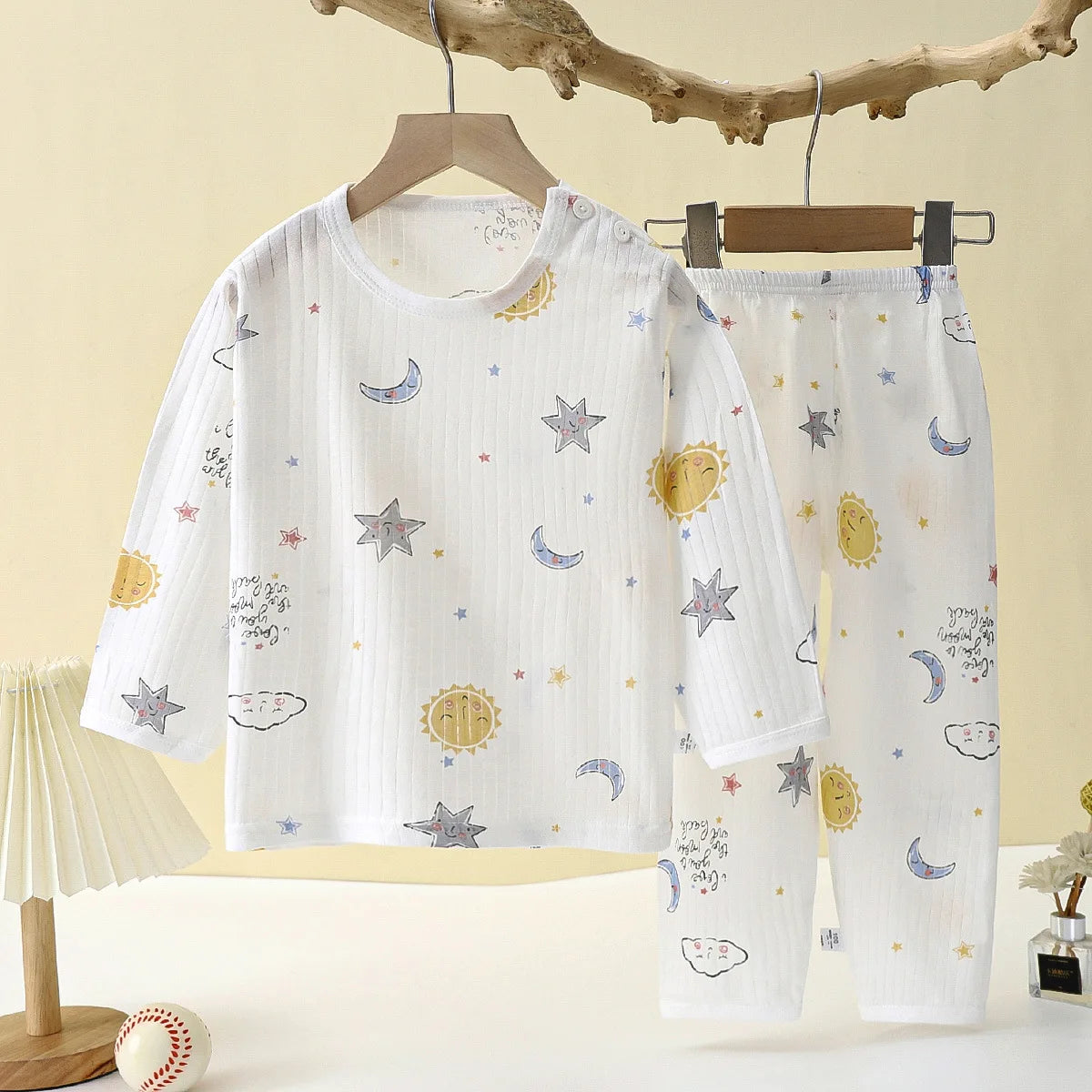 2025 New Summer Children Clothing Baby Home Clothes Set Long Sleeved Boys Girls Pajamas Thin Section Kids Pajamas Clothes
