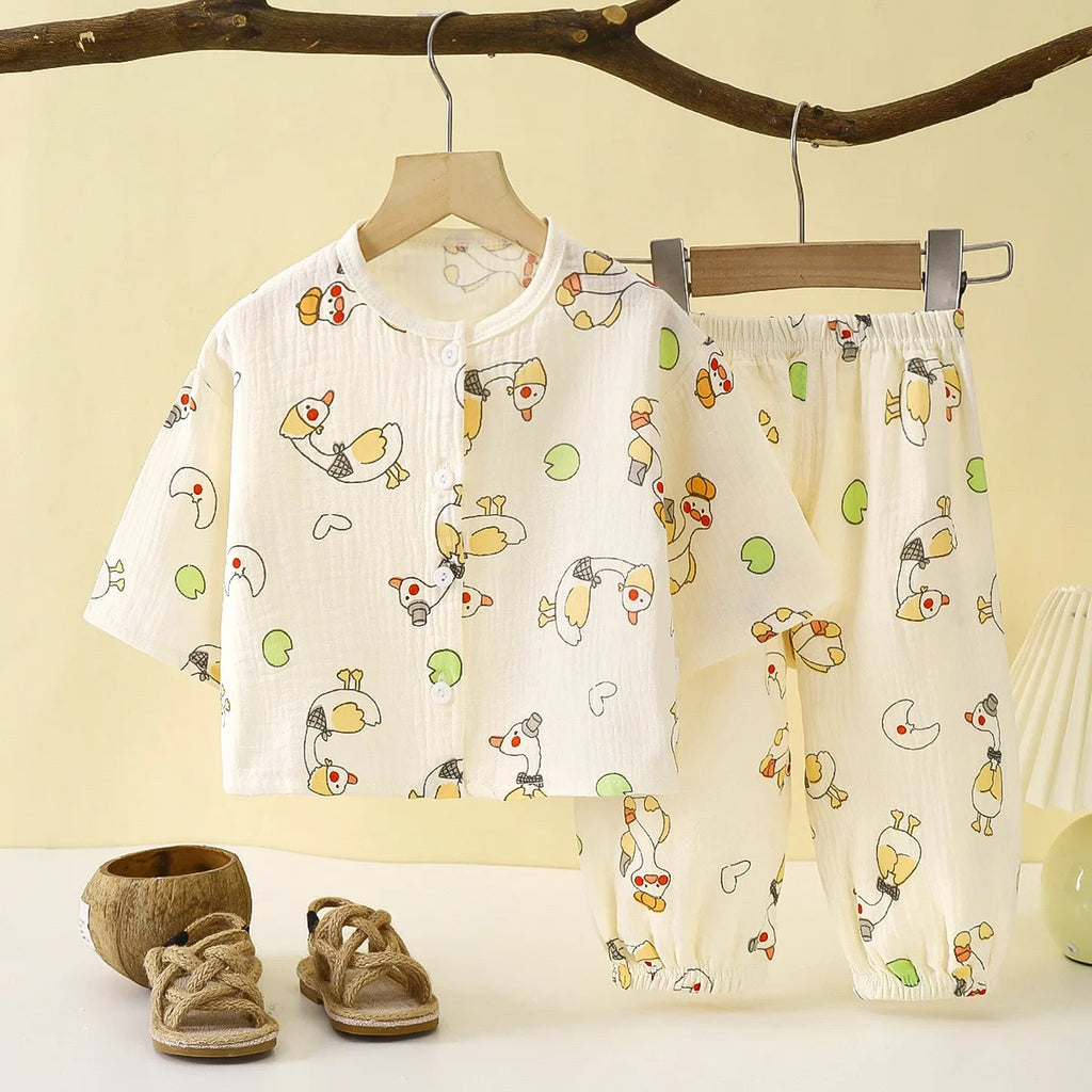 Boys Girls Sets Baby Cotton Yarn Clothes Sleepwear Outfits Kids Tops+Pants Home Wear 2PCS Children Long Sleeve Pajamas Suits