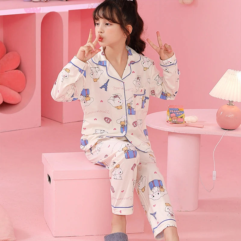 2pcs Kid's Cinnamorolls Pajamas, Long Sleeve Top & Pants Set, Kuromis Print Loungewear, Comfy Casual Set, Girl's Clothes
